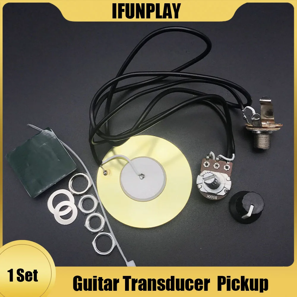 Detectorcatty Acoustic Guitar Transducer Pre-Wired Amplifier Piezo Jack Pickup Accessory 