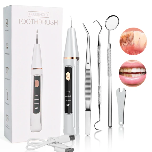 Rimozione del calcolo dentale ad ultrasuoni Denti Placca Scaler Eliminatore del tartaro Detergente per macchie Rimozione della pietra del dente dentale elettrico 1