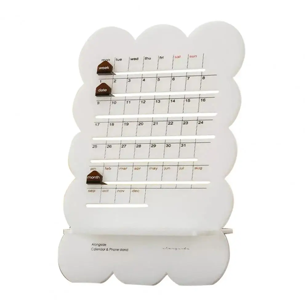 

Desktop Calendar Mini Acrylic Calendar Ornament with Phone Holder Desktop Planner Student Cartoon Ornament for Office Recycling