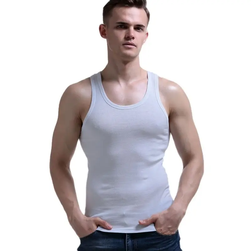 3 Pack Men Cotton Vest Narrow Broad Shoulders Tank Tops Underwear Boy Under Clothes T- Shirts Sleeveless Singlets Undershirt