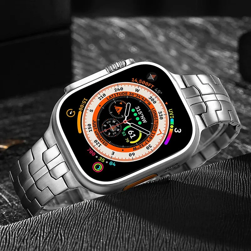 Pulseira colorida ultra 2 titânio para relógio maçã, pulseira de aço inoxidável, pulseira de metal luxuosa para iWatch 8 7 6 5 SE, 49mm, 45mm, 44mm, 42mm