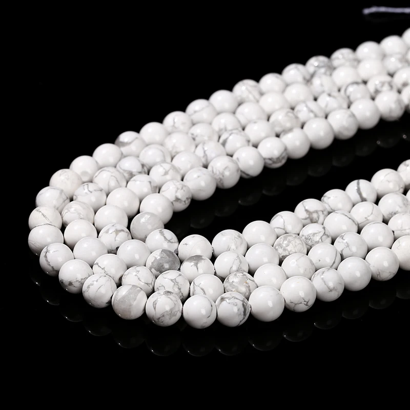 Natural Stone White Turquoise Beads Round Loose Spacer Howlite For Jewelry Making Handmade Bracelet Diy Necklace Accessory 15