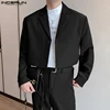 INCERUN Men Blazer Solid Color Lapel Long Sleeve Streetwear Casual Suits Autumn One Button 2023 Fashion Male Crop Coats S-5XL 3