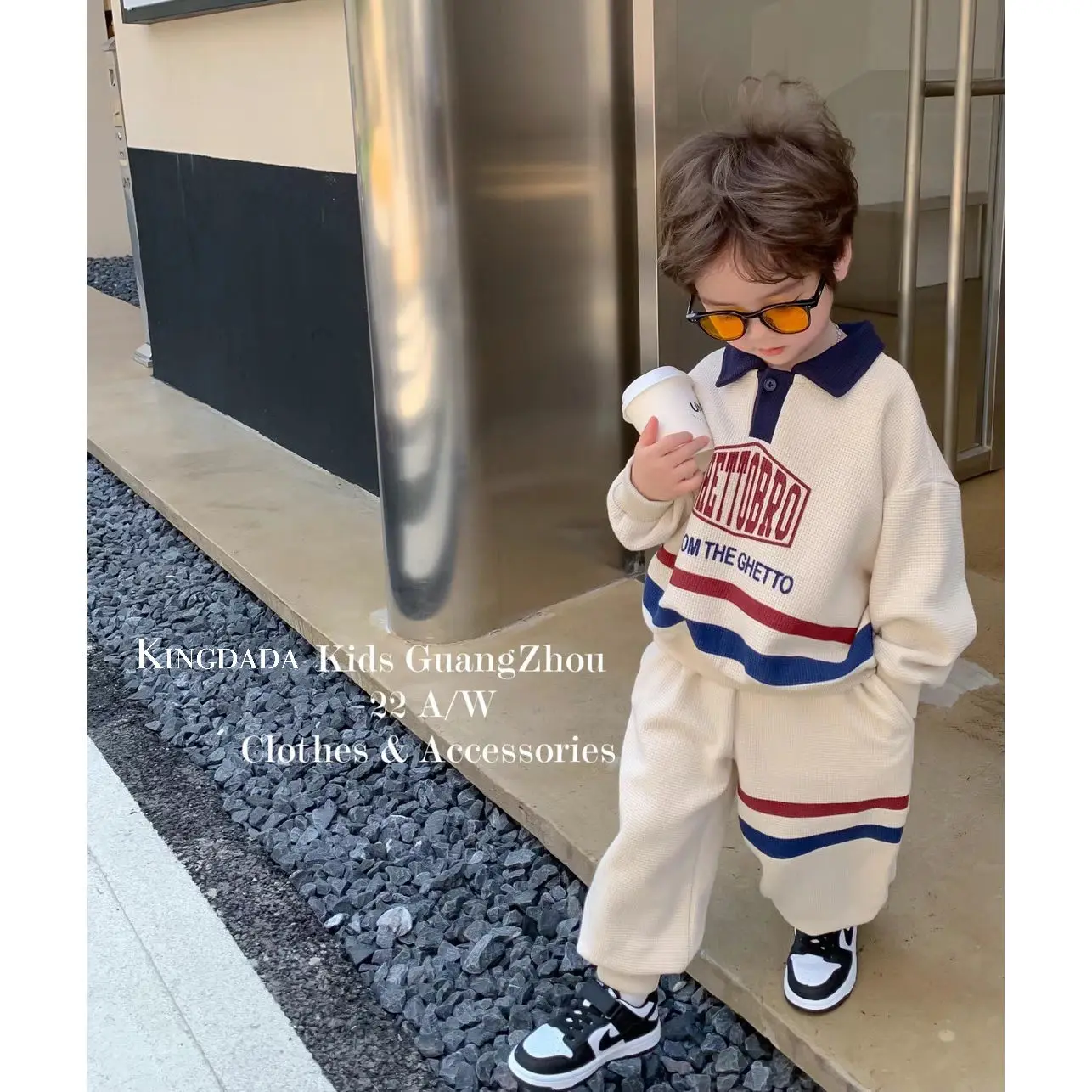 

Korean Kid Set Baby Boy Suit 2023 Spring Autumn Fashion Letter Print Baby Girls 2pcs Outfits Clothes Lapel Cotton Sweater +Pant