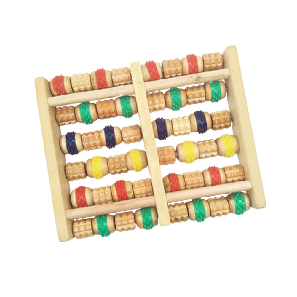 

Foot Care Roller Wooden Massage Sole Massager Rolling Tool Six Rows Scroll Wheel