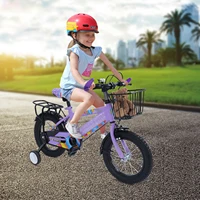 Vélo pour enfants de 14 pouces pour les enfants de 3 à 6 ans avec roues d'apprentissage, panier, siège réglable et pneus antidérapants 3