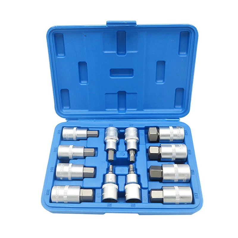 

12-Piece Steel Spline Socket Set Hexagon Screwdriver Screwdriver With Plastic Storage Box