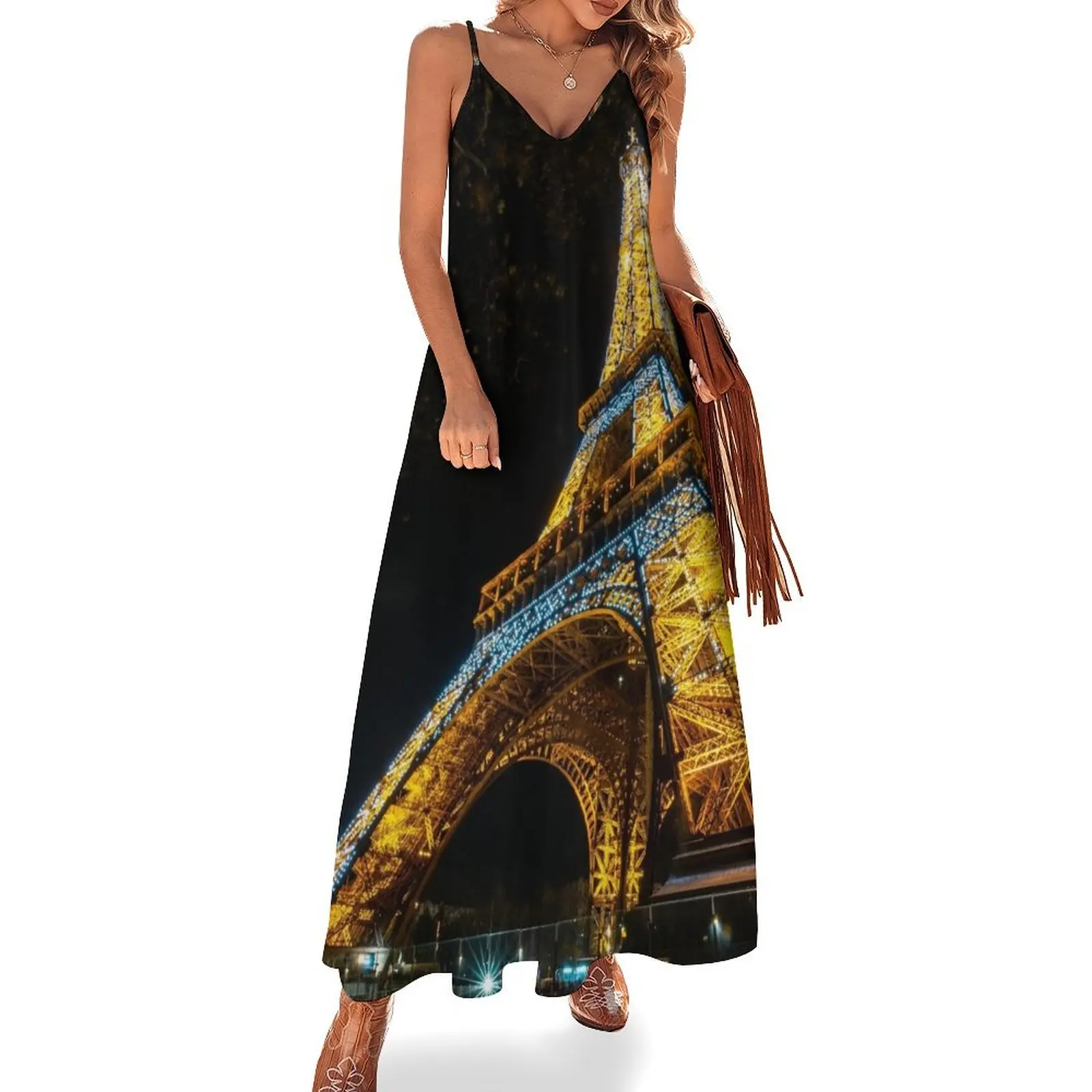 

Eiffel Tower on a Cool Paris Night Sleeveless Dress women's fashion dresses beach dress