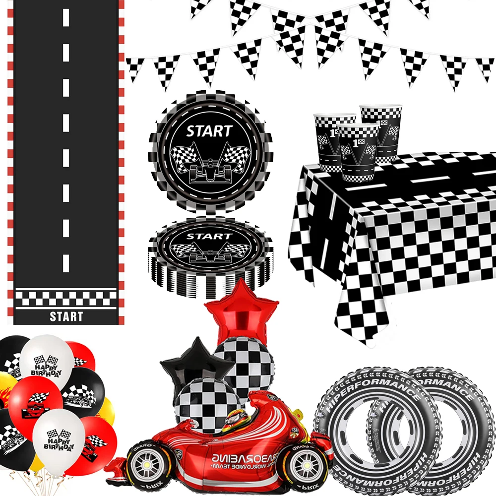 Tovaglie Auto Da Corsa 4 Pezzi - Plastica Nera A Quadretti, 130x220 Cm | Per Feste E Compleanni - Foto 10