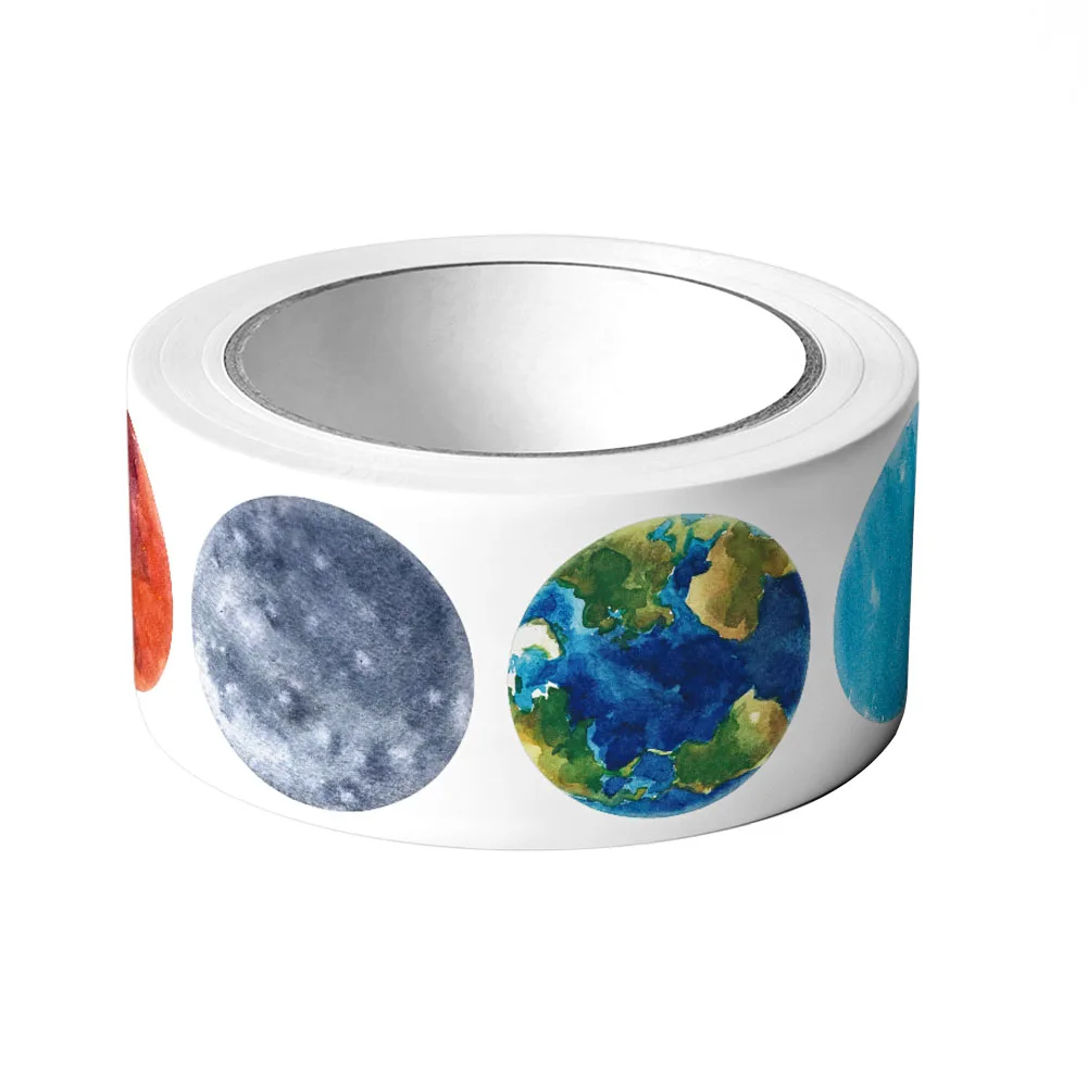 Stationery stickers 500Pcs/Roll Solar System Colored Planets 2.5cm/1.0'' Space Knowledge Learning