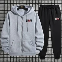 Autumn Winter Sportswear Fashion Set 2025 New Men Tracksuit Set 2 Pieces Zipper Hoodie with Sweatpants Urban Streetwear Outfit