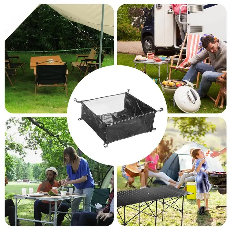 Under Table Storage Camping Storage Basket For Outdoor Camping Table Portable Mesh Pouch Under Picnic Table Organizer Bag