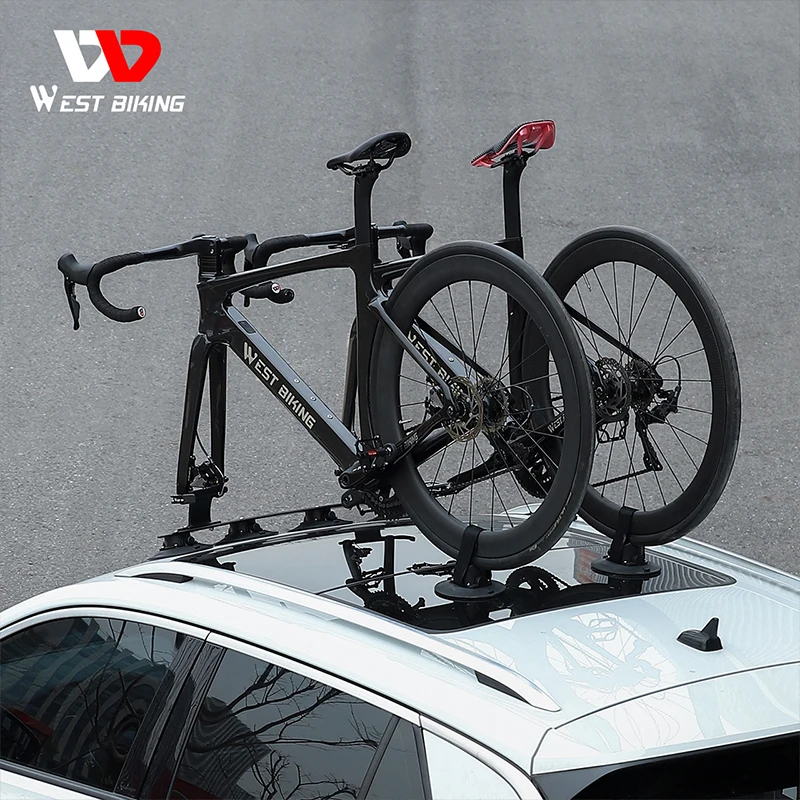 West Biking Aspirazione Sottovuoto Portabiciclette Da Tetto Per Auto Mtb Portabiciclette Sucker Car Roof Road Mountain Bike Universal Hold
