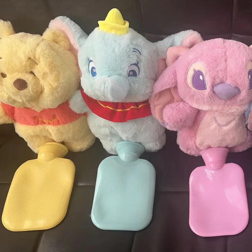 Disney Stitch Angel Lotso Pooh Bear Dumbo Plush Hand Warm Bottle Hot Water Bottles Portable Warm Hand Warmer Girl Friend Gift 5