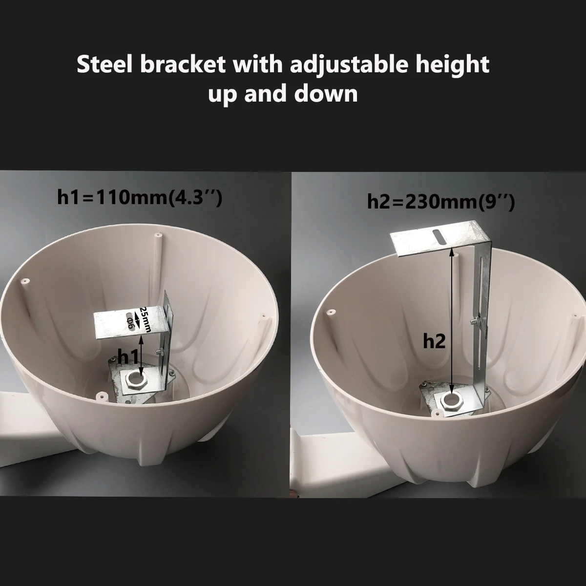 9'' Dome Housing Outdoor ABS Rainproof Camera Enclosure with Aluminum Bracket & Acrylic Protective Cover Transparent /Smoked