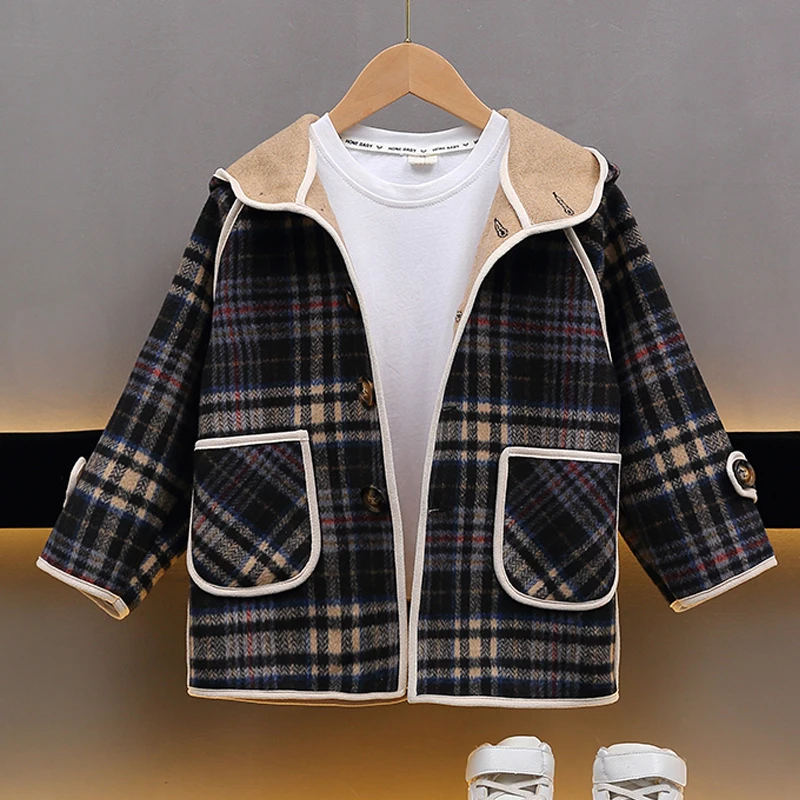 

Children Winter Plaid Jackets for Boys Coats Teenagers Warm Outerwear Windbreaker Tops Preppy Style Kids Clothes 6 8 10 12 Years