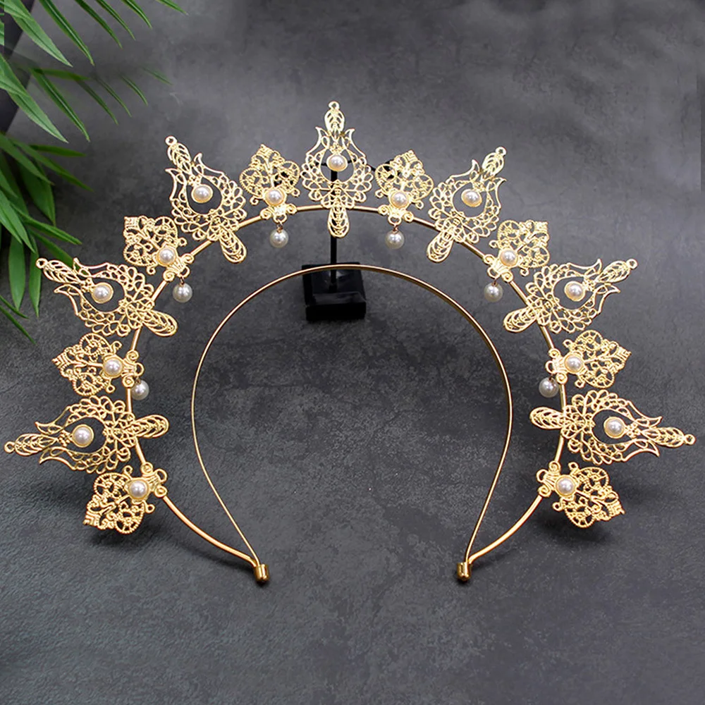 1pc Trendy Divine Halo Crown Baroque Neutral Tiara Party Banquet Holiday Exaggerated Eye-Catching Women Hair Accessory Crown hair accessory hair headdress hair band crown
