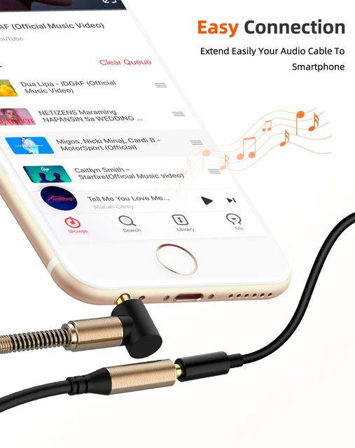 Cavo Audio AUX 3.5mm TRRS - Prolunga Maschio A Femmina Con Angolo Retto, 2m