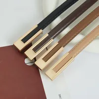 Femmes coréennes à la mode en cuir PU mince sangle de taille accessoires en métal ceinture de base femmes décontracté poreux réglable ceintures de mode 2