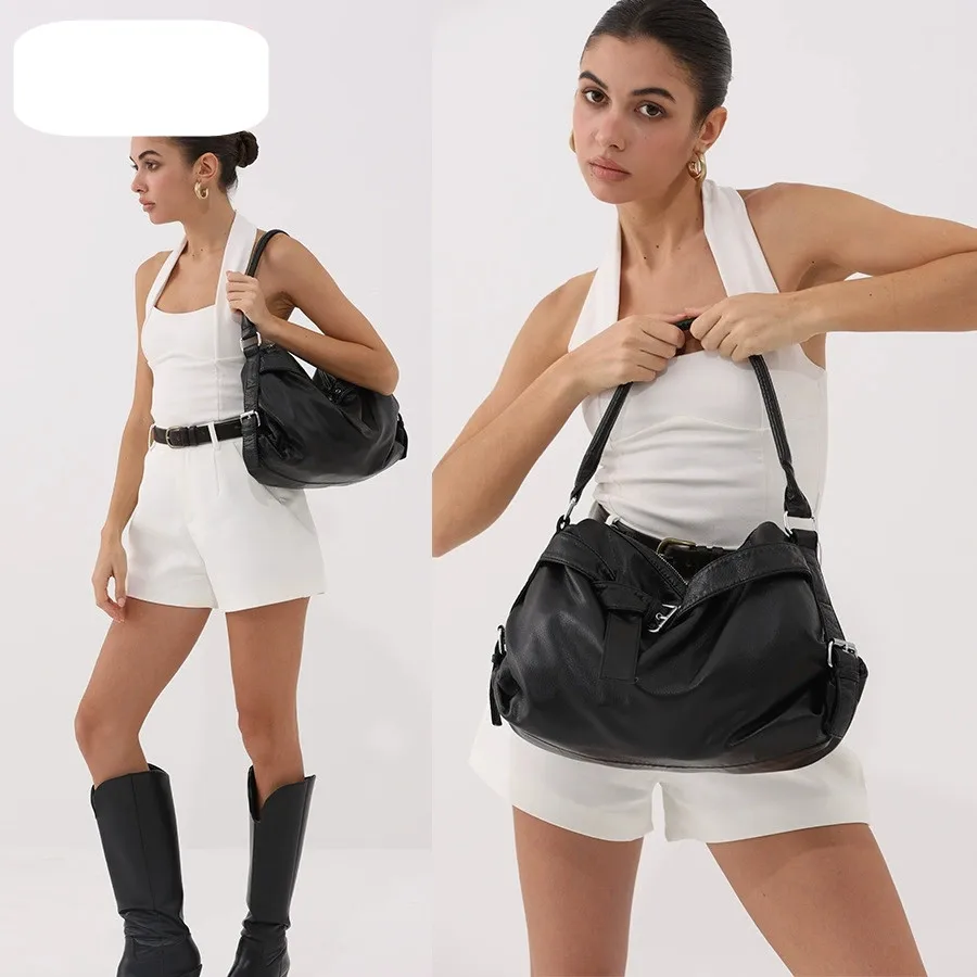 Retro Large-Capacity Soft PU Tote Bag Fashion Women's Handbag for Outdoor PU Crossbody Bag Chic Ladies PU Leather Tote Bag