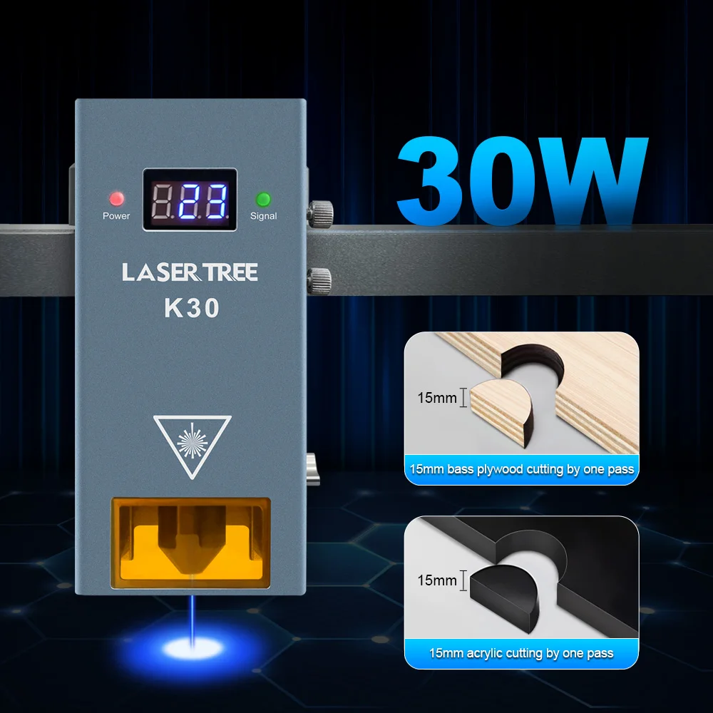 Testa Laser LUNYEE Da 20W Con Air Assist, 455nm, 4 Diodi Luce Blu, Modulo TTL/PWM Per Incisori, 24V