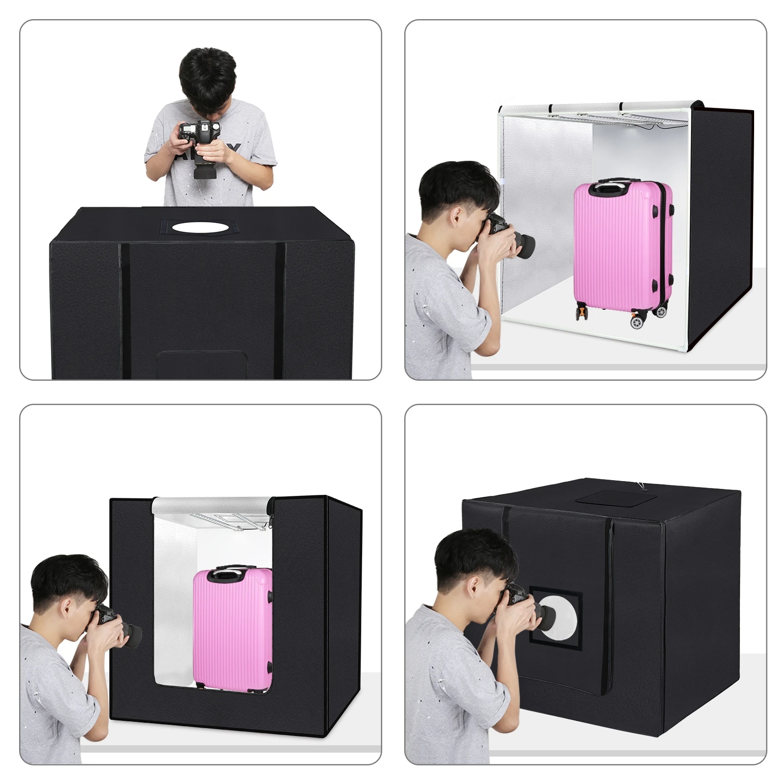 80cm Folding Portable 90W 14000LM High CRI White Light Photo Lighting Studio Shooting Tent Box Kit with 3 Colors Backdrops photo studio box led photo lighting photo studio light tent
