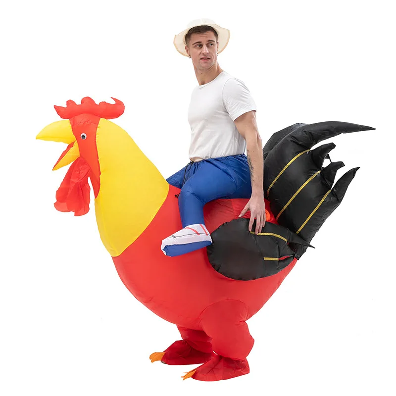 

New Rooster Costume Men Women Inflatable Cock Chicken Halloween Cosplay Dress Suit Mascot Festival Clothing Funny Party Wear