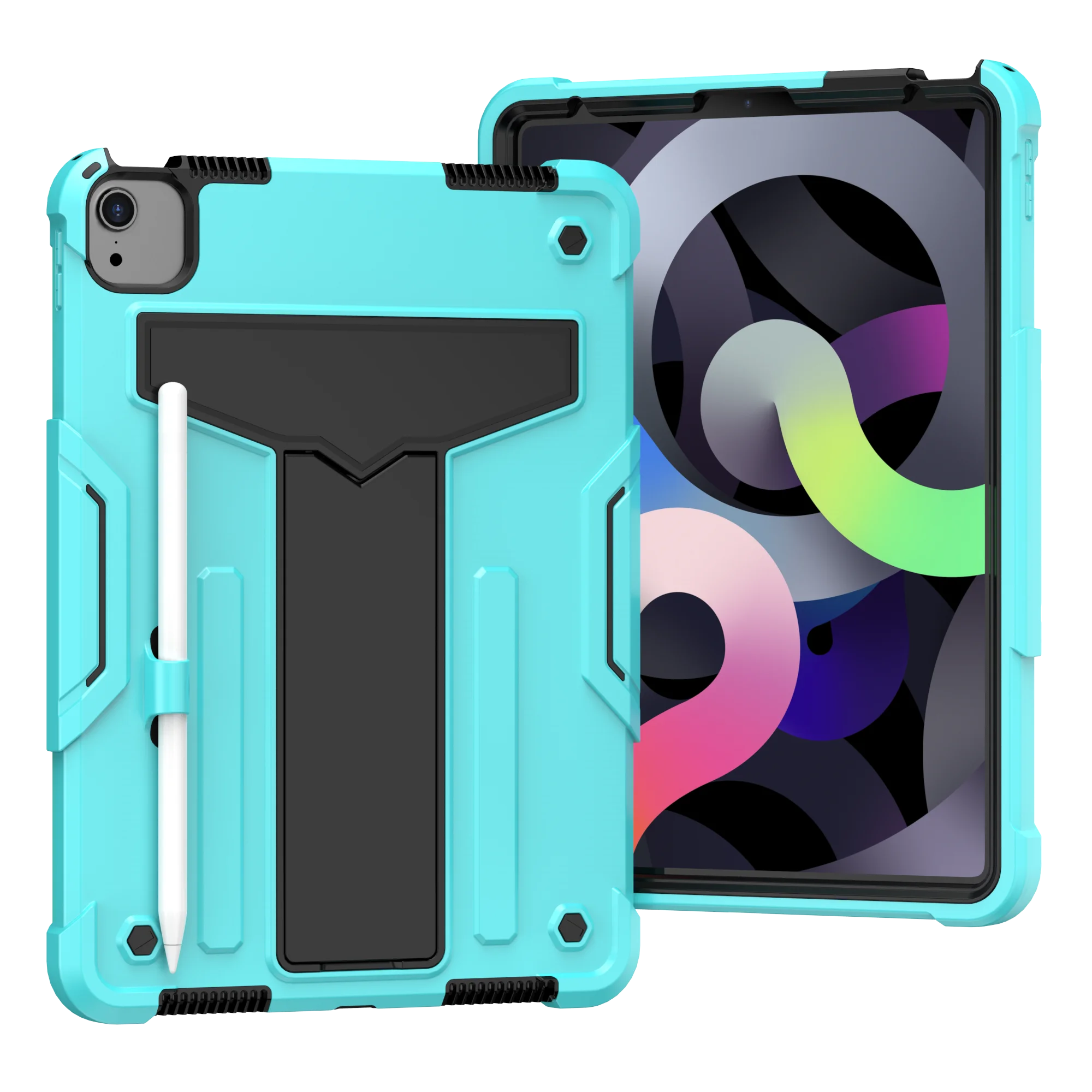 Durable Tablet Case with Built-In T-Shaped Stand and Shock Resistance