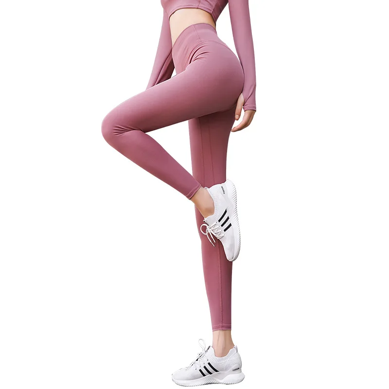 Yoga Pants Women High Waist Lift Hip and Tummy High Elastic Nude Fitness Pants Quick Dry Running Fitness Clothing Leggings
