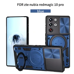 Sleek Shockproof Kickstand Protective Phone Case with Camera Protector - Vibrant Red for ZTE nubia RedMagic 10S Pro (Blue)