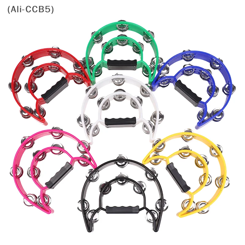 Plastic Double Row Tambourine KTV Special Hand Bells Jingle Rings Musical Instruments