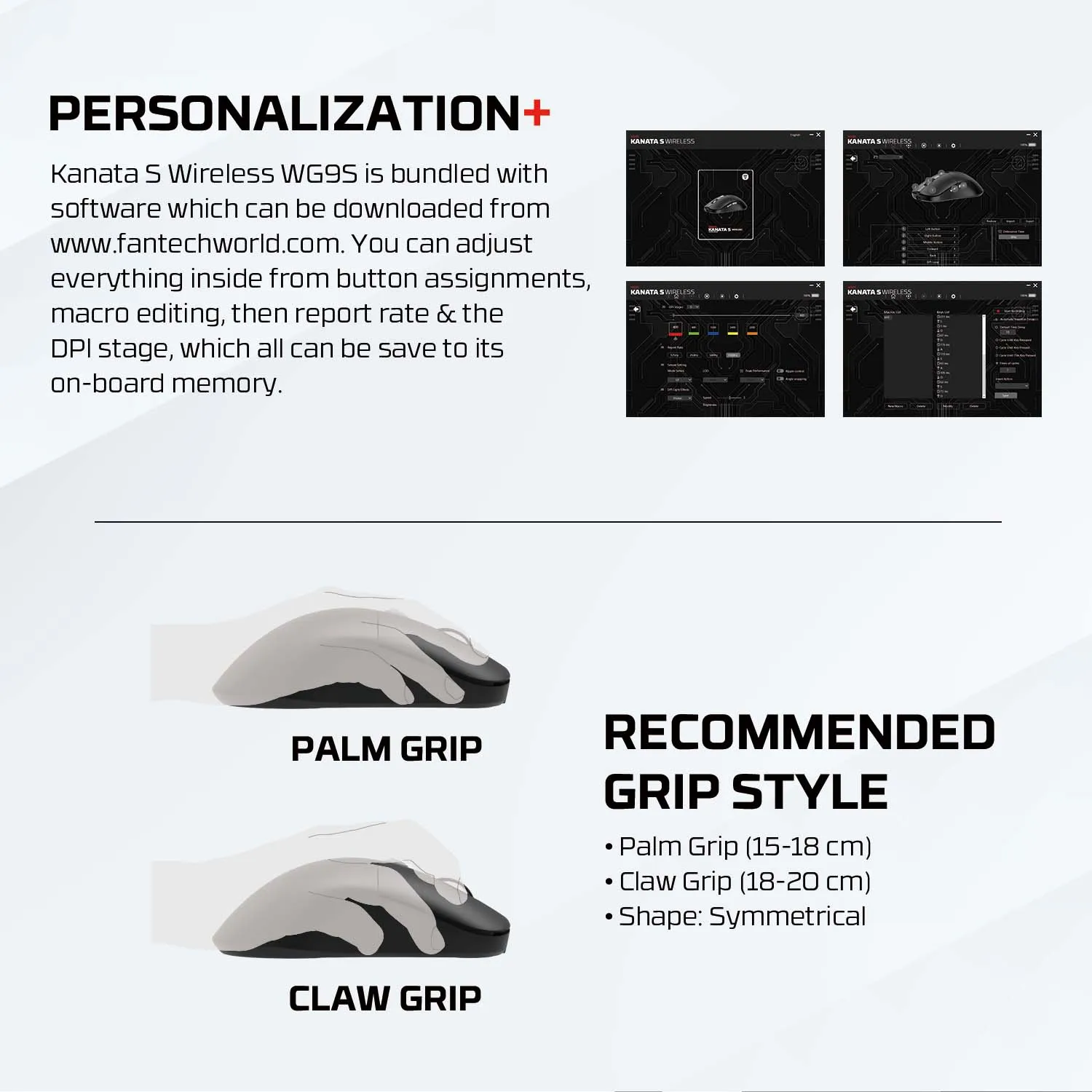 FANTECH KANATAS WG9S Wireless Gaming Mouse PIXART 3311 12000DPI Improved Ultra-Grippy Coating Wired Mouse Macro Button Mice wireless mouse gaming mouse wireless gaming mouse