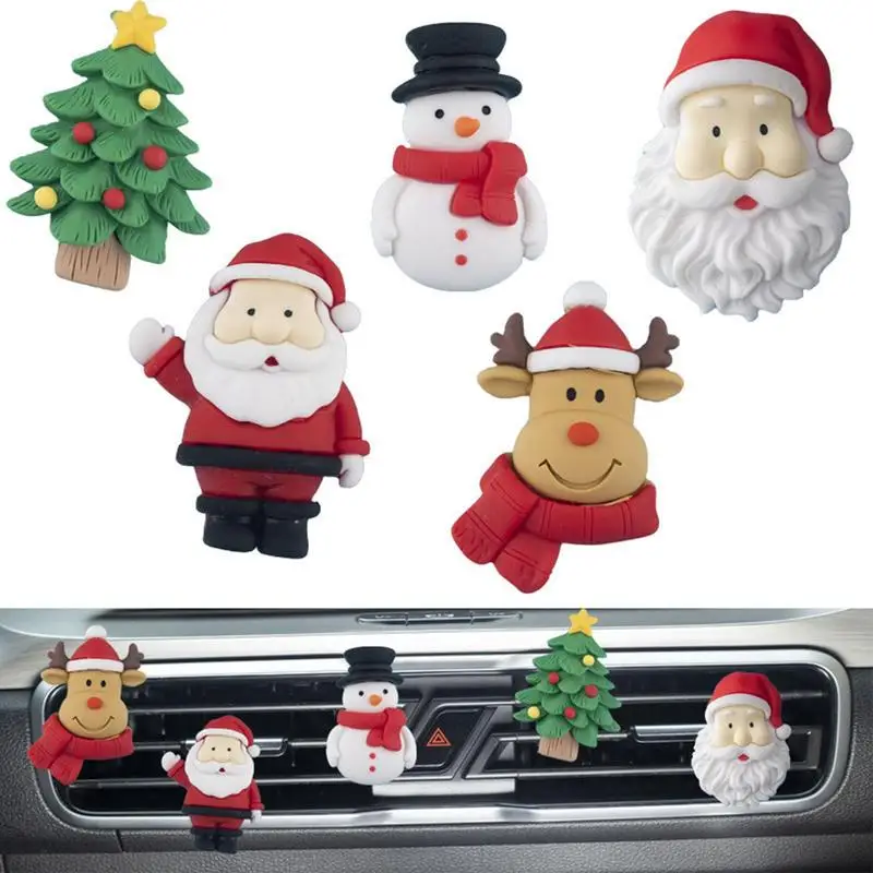

Christmas Car Air Vent Clips Christmas Tree Santa Car Air Freshener Clips for Home Office Mascot Automotive Vent Clips Scent