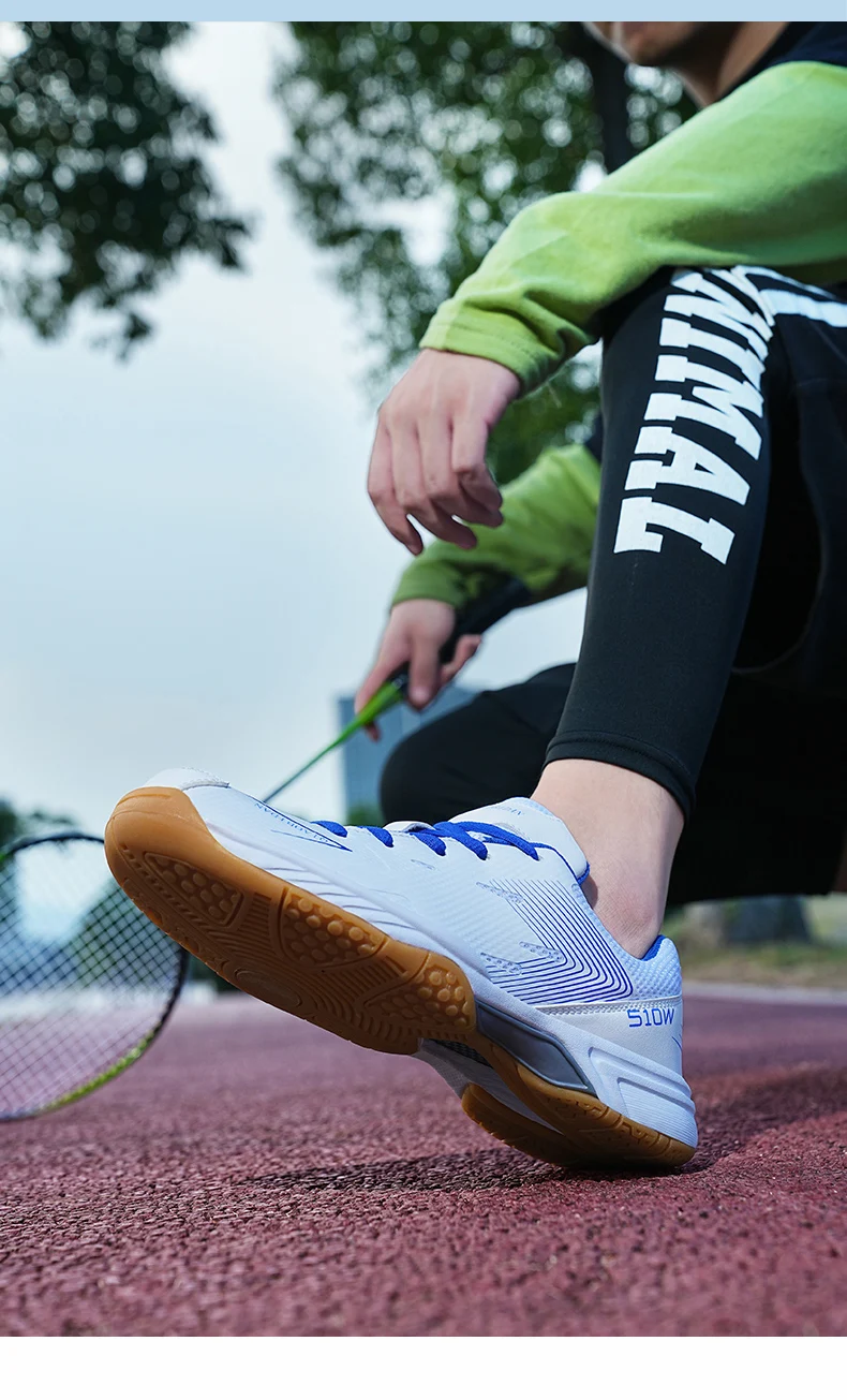 Description Picture 3 of item2023 New Professional Table Tennis Shoes Men Women Anti Slip Badmintons for Couples White Blue Light Weight Badminton Sneakers
