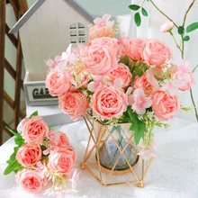 Flores artificiales de 7 cabezas, peonía, ramo grande, pantalones, flor de seda, hoja, hogar, oficina, habitación, boda, fiesta, Festival, Bar, decoración