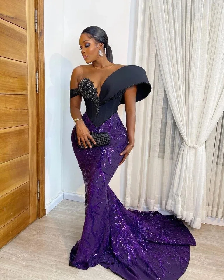 Mermaid Gown Extravagant African Dresses Off Shoulder Evening