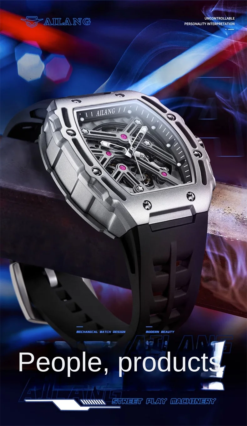 AILANG Nuovo orologio da polso sportivo meccanico scheletrato in acciaio inossidabile, orologio automatico impermeabile, orologi da uomo di marca superiore, Reloj Hombre_voghion.com