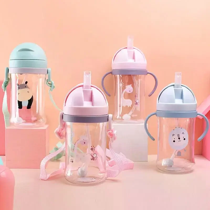 250 350ml Baby Feeding Cup with Straw Children Learn Feeding Drinking Bottle Kids Training Cup with Straw Water Bottle Drinking Cup Water Cup Feeding Cup