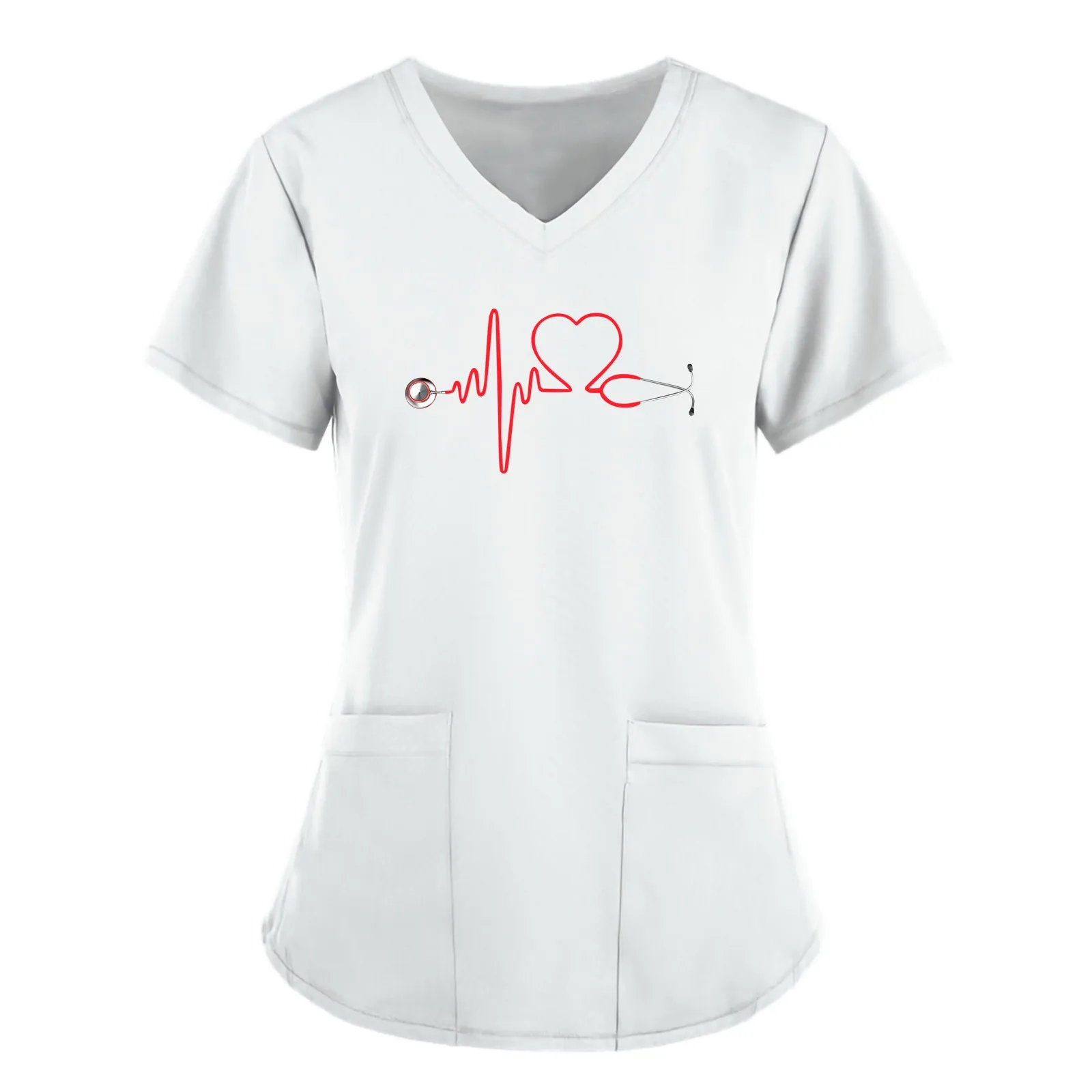 Unisex Working Uniform Print Pocket Pet Grooming Nurse Uniform Women Short Sleeve Spa V-neck Scrub Tops Healthcare Carer Tunic men hospital short sleeve uniform carer tops blouse healthcare clinic working nurse t shirt medical nursing workwear