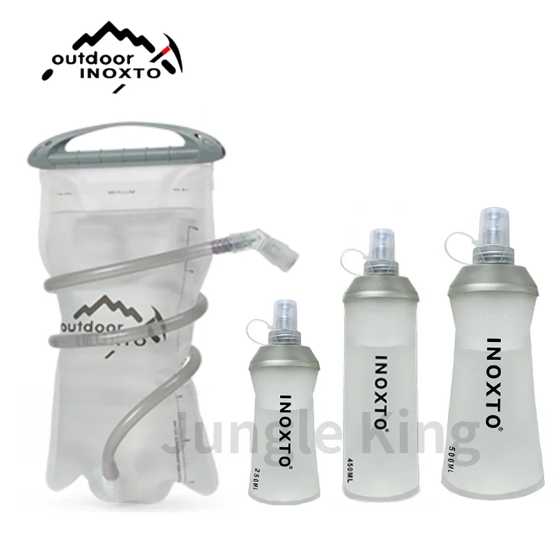 INOXTO 250ml 500ml Outdoor Running Sports PEVA Water Bottle Mountain Biking Water Bladder Soft Water Bottles for Cycling Hiking