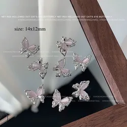 Set of 5 Elegant 3D Butterfly Nail Art Jewelry - Luxury Hollow Alloy Decorations (5pcs pink)