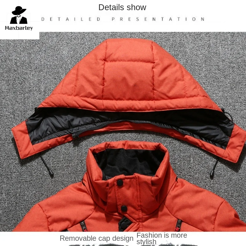 Mens White Duck Down Jacket Warm Hooded Thick Puffer Jacket Coat Male Casual High Quality Overcoat Thermal Winter Parka