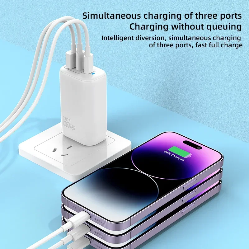 65W USB Type C Charger Fast Charging Quick Charge3.0 Mobile Phone Charger Adapter For iPhone 15 16 Pro Max Xiaomi Huawei Samsung
