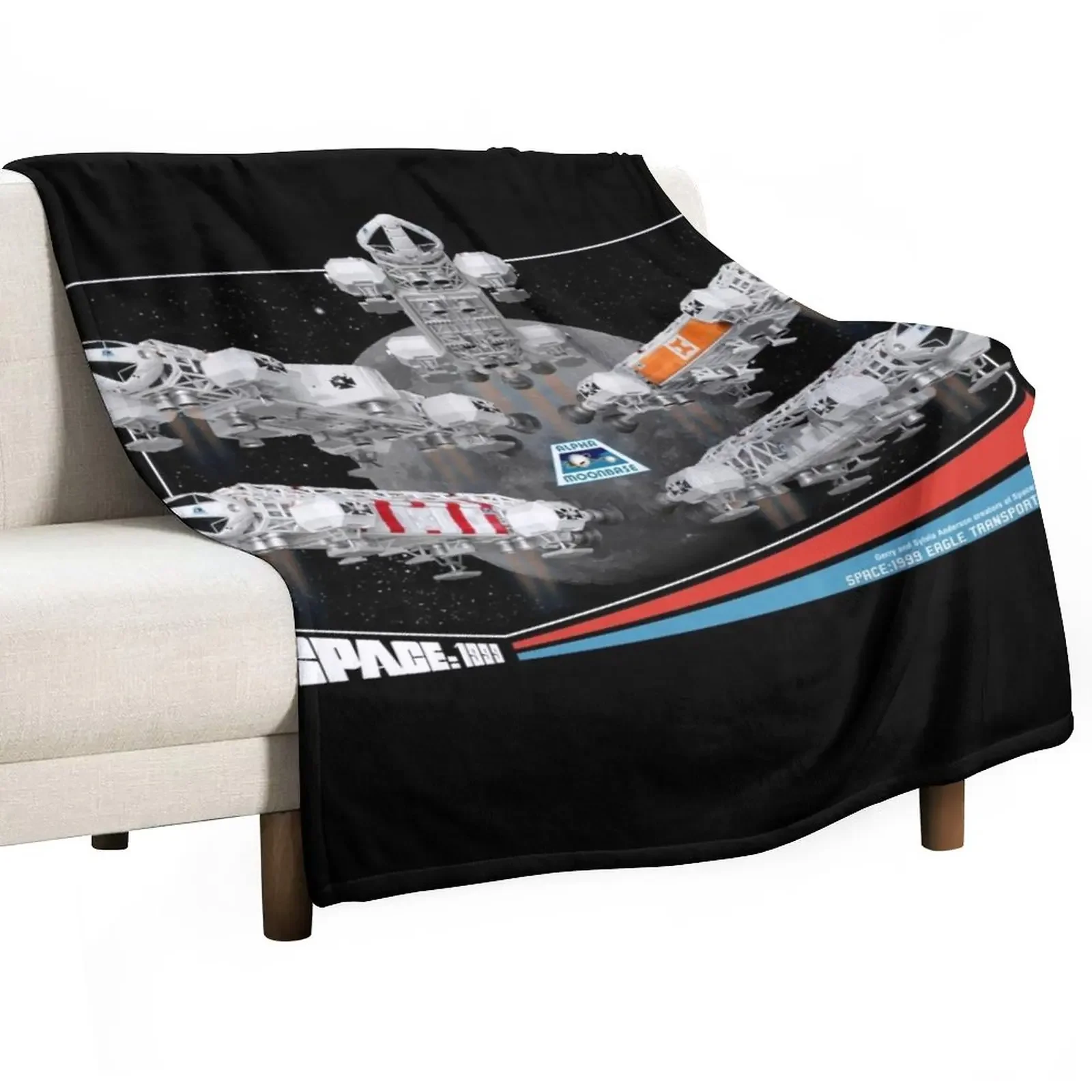 

Space 1999 Eagle Transporters - Retro Collector Card Style DARK Throw Blanket Blankets For Bed Weighted Soft Beds Blankets