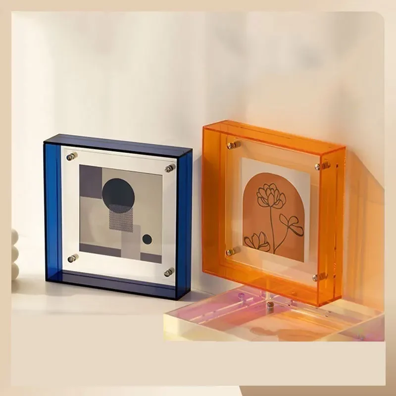 

Mini Colorful Acrylic Photo Frame 6 Inches Table Printing and Framing Creative Picture Frame Display DIY Washed Photo Ornaments