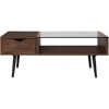 42 Inch Table Glass and Dark Walnut Dolce Gusto Montclair Mid Century Modern Two Toned 1 Drawer Coffee Table Mesa Lateral Tables 5