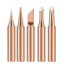 Premium Copper Soldering Iron Tip Set - 5 Piece Collection (Gold)
