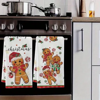 2pcs Christmas Gingerbread Kitchen Towels 1