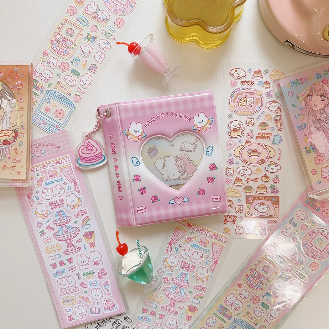 

ins Cute Photocard Holder Binder Button Lock 3inch 1grid Collect Book with Keychain 32pocket Idol Photo Collectors