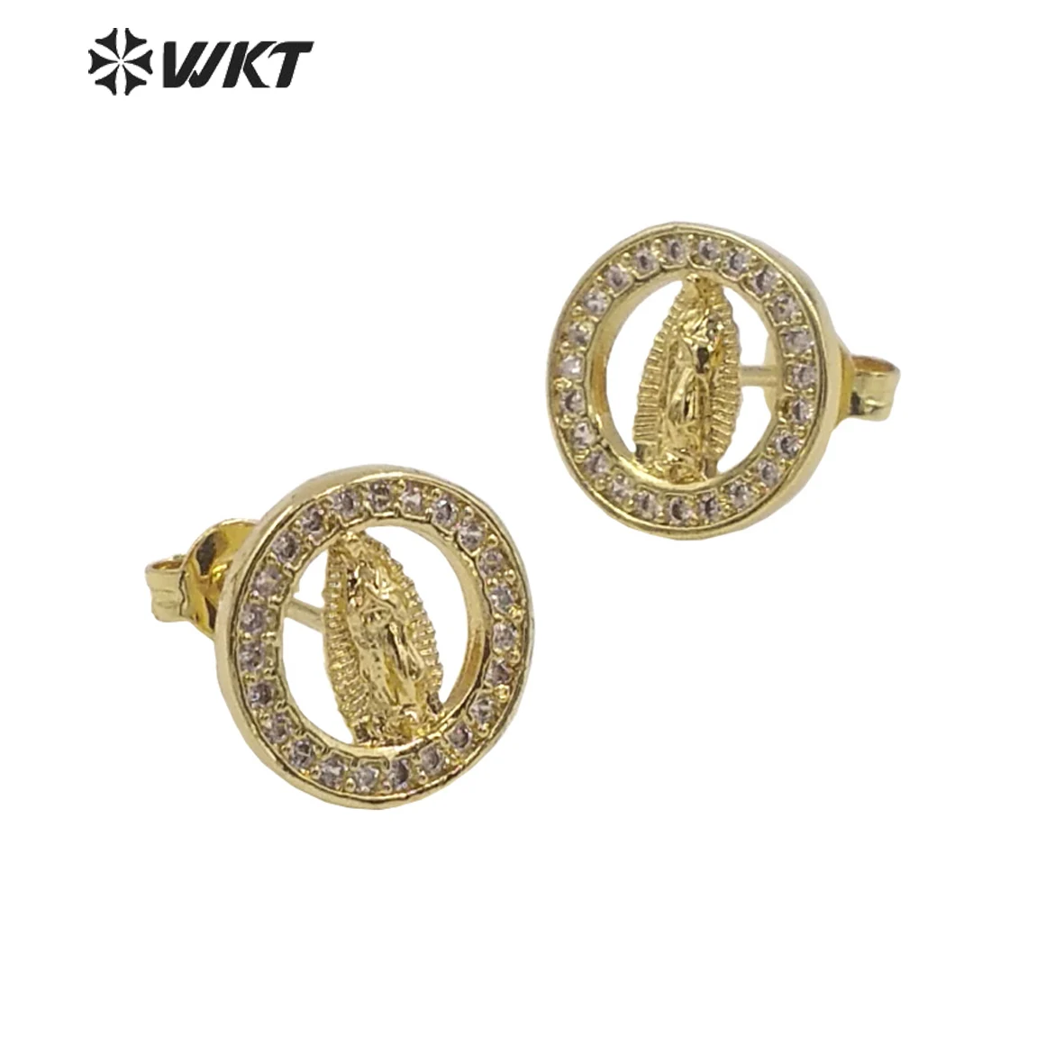 

WT-ME103 Wholesale For Earring Lover 18k Gold Cubic Zircon Hollow Design Women Daily Commuter Decoration Decent Studs